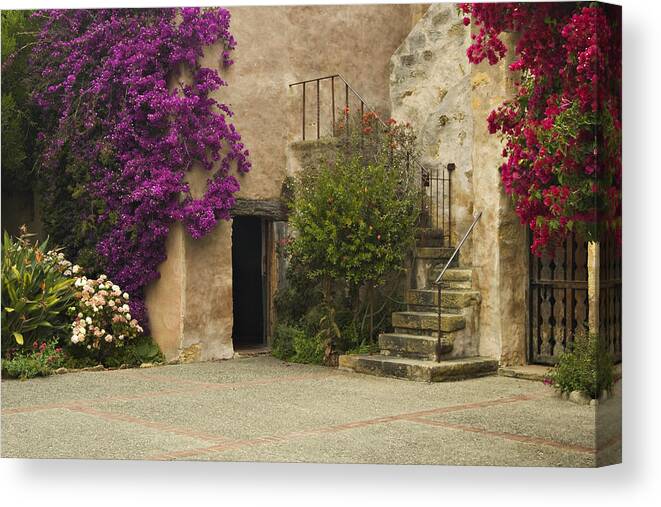 Carmel Canvas Print featuring the photograph Mission Stairs by Dan McGeorge