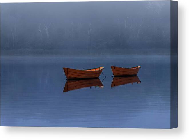 Boats Canvas Print featuring the photograph Mists of Time by Rob Davies