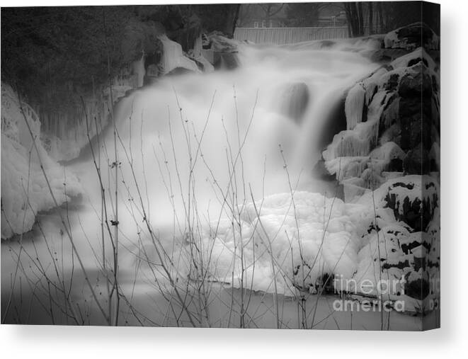 Misty Canvas Print featuring the photograph Misty Icy Waterfall by Jim DeLillo