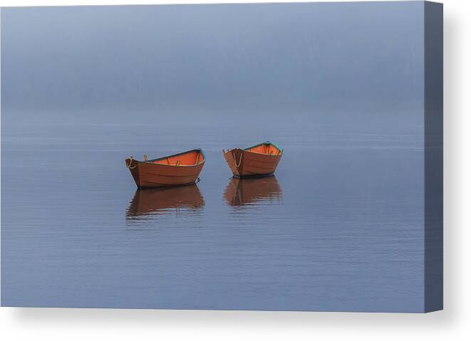 Boat Canvas Print featuring the photograph Misty Morning by Rob Davies