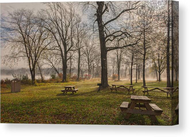 Sugar Loaf Canvas Print featuring the photograph Misty November Picnic Grove by Angelo Marcialis