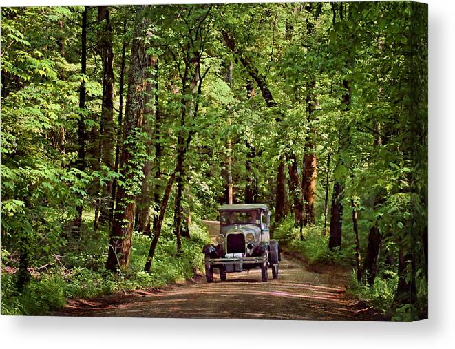 Cades Cove Canvas Print featuring the photograph Model A - Ford - Cades Cove by Nikolyn McDonald