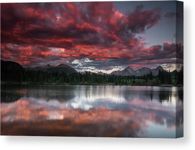 2015 Canvas Print featuring the photograph Molas Lake Reflections by Bridget Calip