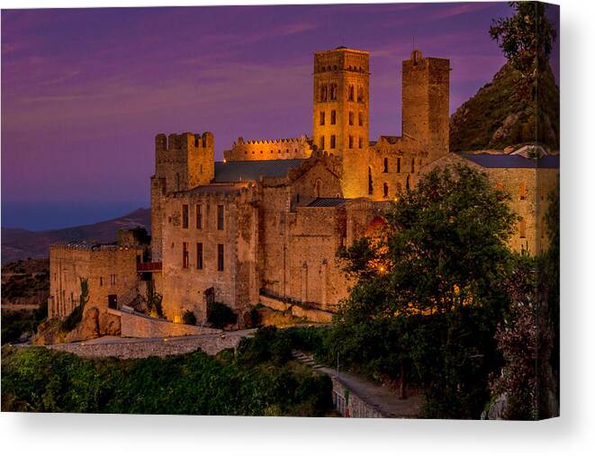 Monastery Canvas Print featuring the photograph Monastery Sant Pere de Rodes by Wolfgang Stocker