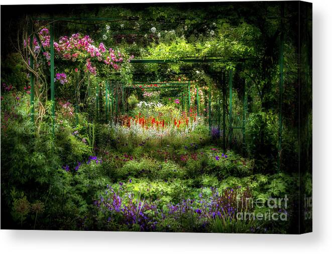 Claude Monet Canvas Print featuring the photograph Monet's Lush Trellis Garden in Giverny, France by Liesl Walsh