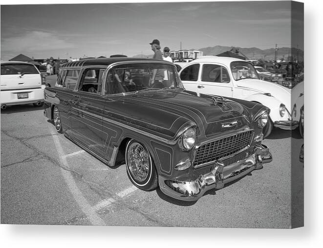 1955 Chevy Wagon Canvas Print featuring the photograph Monochrome 55 by Darrell Foster
