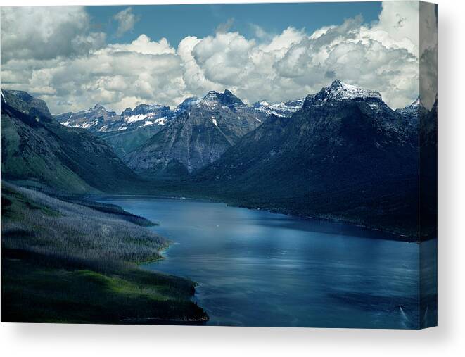 Mountains Canvas Print featuring the photograph Montana Mountain Vista and Lake by David Chasey