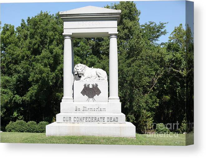 State Confederate Monument Canvas Print featuring the photograph Monument at Higginsville  Missouri by Kathryn Cornett