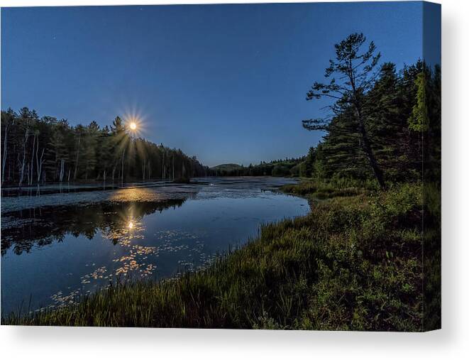 Marlboro Canvas Print featuring the photograph Moon On North Pond Road by Tom Singleton