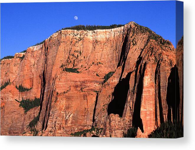 Moon Canvas Print featuring the photograph Moon Over Zion by Amanda Kiplinger