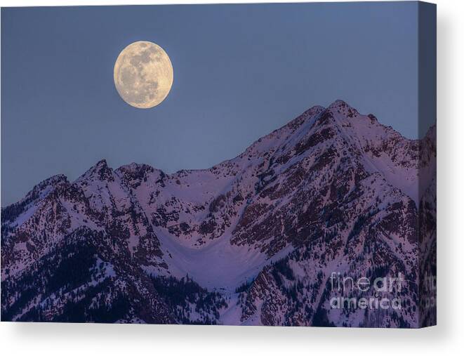 Moon Canvas Print featuring the photograph Moon Rising Over Twin Peaks by Spencer Baugh