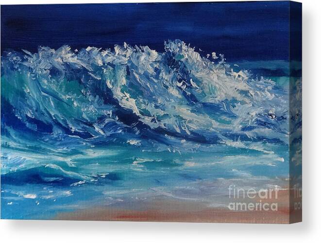 Surf Canvas Print featuring the painting Moonlit by Fred Wilson
