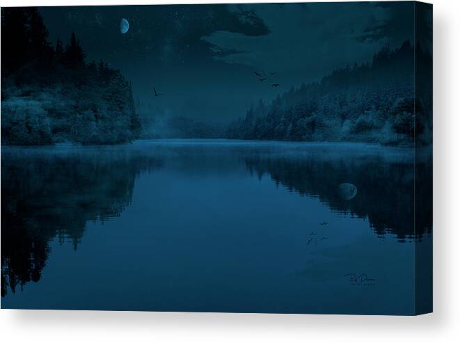 Lakes Canvas Print featuring the photograph Moonlit Lake by Bill Posner