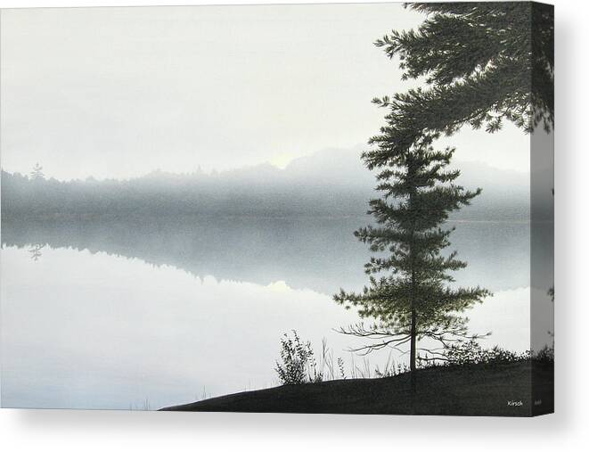 Landscapes Canvas Print featuring the painting Morning Fog by Kenneth M Kirsch