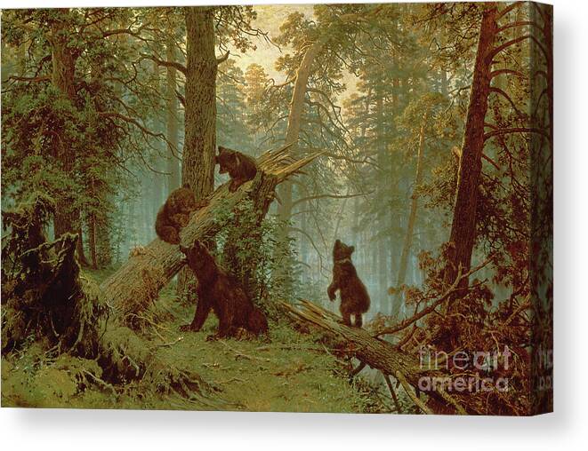 Morning Canvas Print featuring the painting Morning in a Pine Forest by Ivan Ivanovich Shishkin