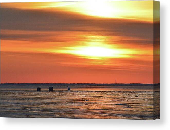 Abstract Canvas Print featuring the digital art Morning Light On Frozen Lake Simcoe by Lyle Crump