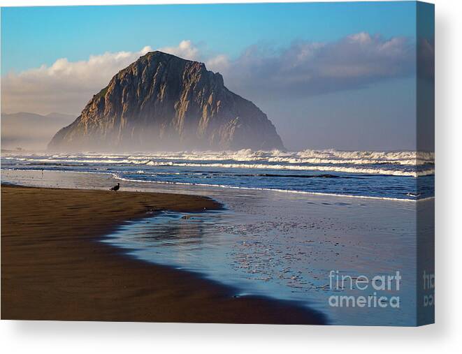 Morro Bay Canvas Print featuring the photograph Morro Rock and the Shoreline by Mimi Ditchie