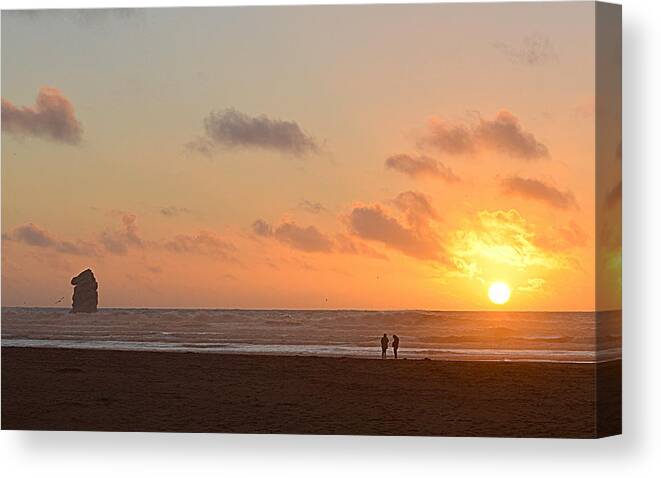 Scenic Canvas Print featuring the photograph Morro Sunset by AJ Schibig