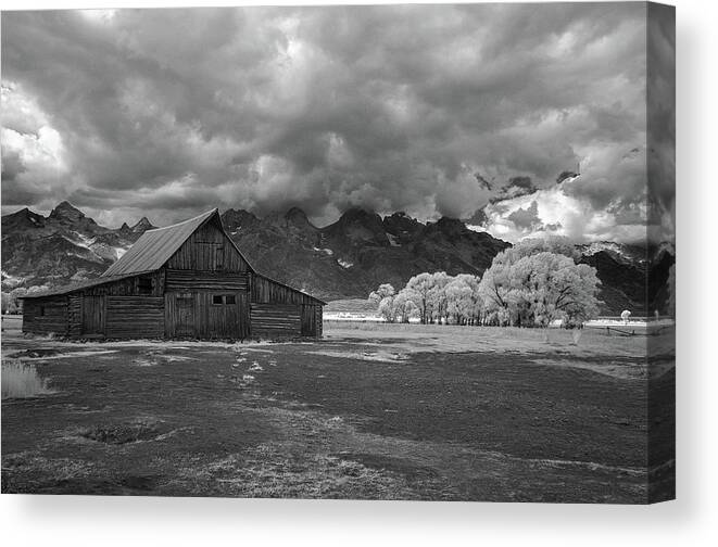 Barn Canvas Print featuring the photograph Moulton Barn at the Tetons by John Roach