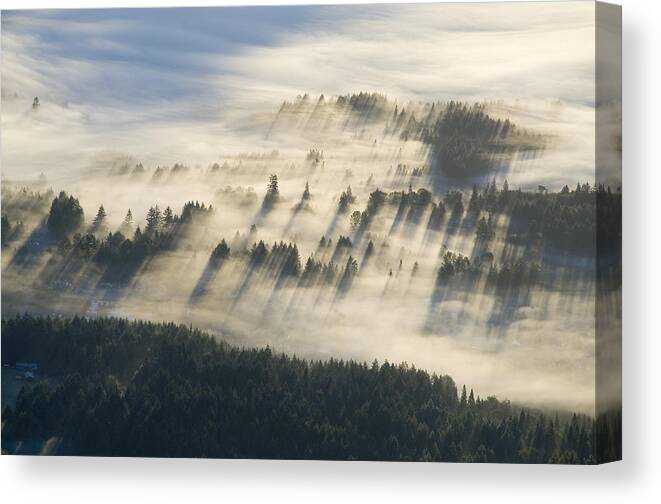 British Columbia Canvas Print featuring the photograph Mount Prevost Fog by Kevin Oke