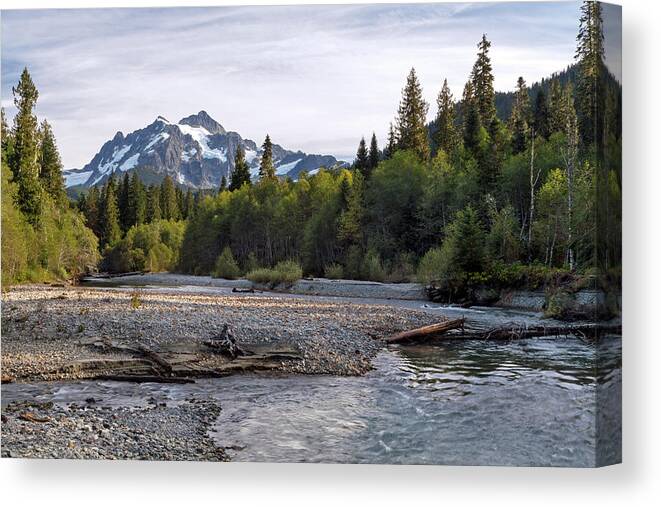 Shuksan Canvas Print featuring the photograph Mount Shuksan and the Nooksack River by Michael Russell
