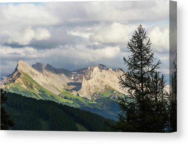 Mountain Landscape Canvas Print featuring the photograph Mountain landscape before the rainfall - French Alps by Paul MAURICE