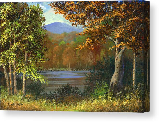 Landscape Canvas Print featuring the painting Mountain Pond by Frank Wilson