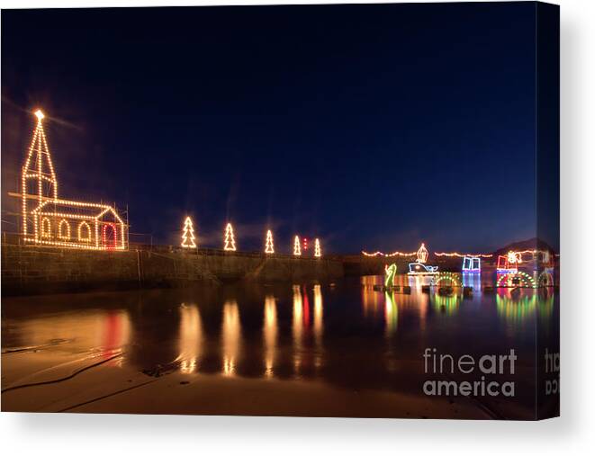 Mousehole Canvas Print featuring the photograph Mousehole Christmas Lights by Terri Waters