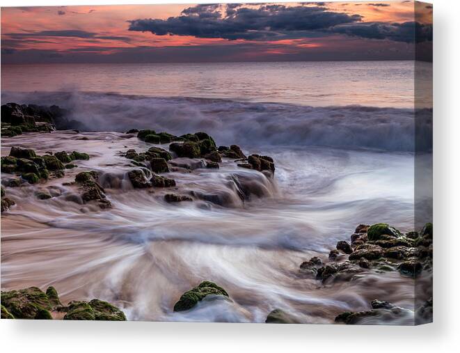 Sunset Canvas Print featuring the photograph Moving Waters by Robert Caddy
