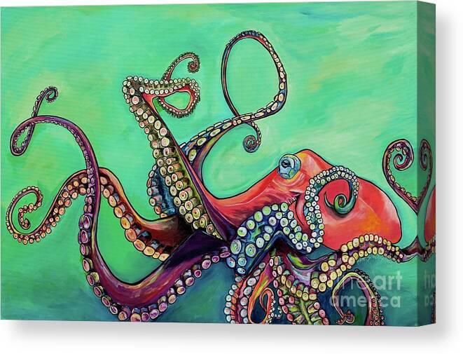 Octopus Canvas Print featuring the painting Mr Octopus by Patti Schermerhorn