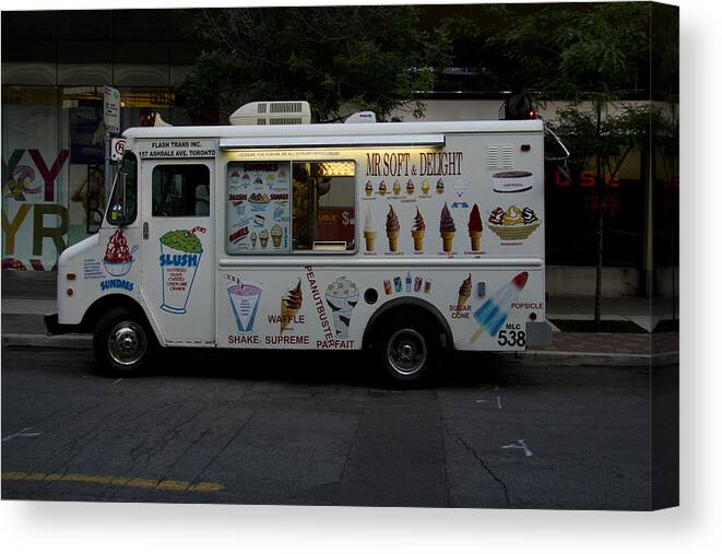 Ice Cream Canvas Print featuring the photograph 'Mr. Soft' by Kreddible Trout
