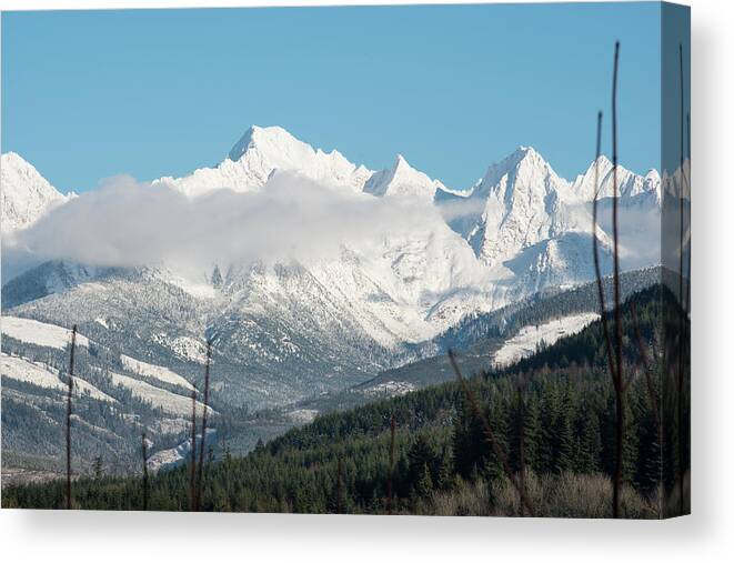 Mt Baker And Clouds Canvas Print featuring the photograph Mt Baker and Clouds by Tom Cochran