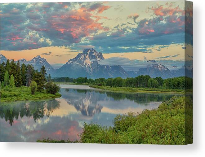 Mt Moran Canvas Print featuring the photograph Mt Moran First Light by Nancy Dunivin