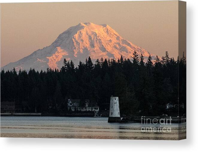  Canvas Print featuring the photograph Mt. Rainier Sunset Glow by Chuck Flewelling