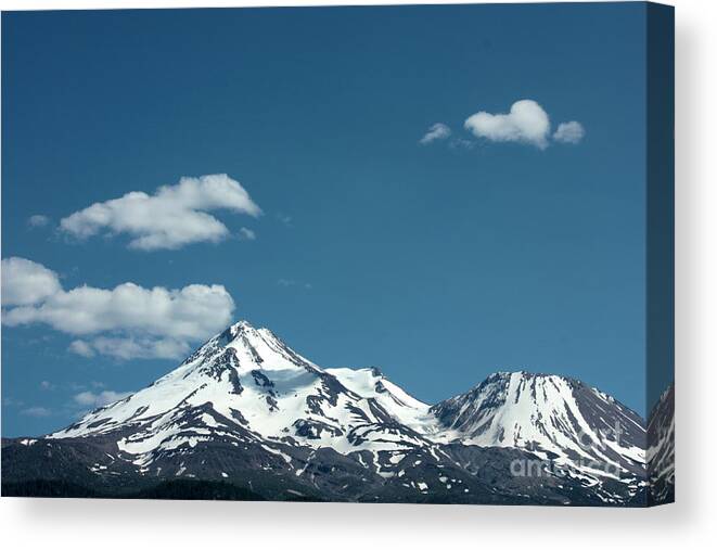 Cloud Canvas Print featuring the photograph Mt Shasta with Heart-Shaped Cloud by Carol Groenen