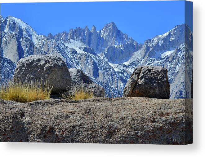 Alabama Hills Canvas Print featuring the photograph Mt. Whitney - Highest Point in the Lower 48 States by Ray Mathis