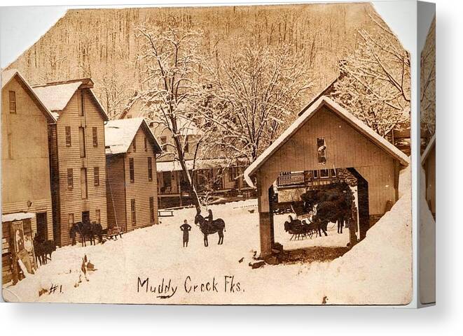 Vintage Canvas Print featuring the photograph Muddy Creek Winter by Paul Kercher