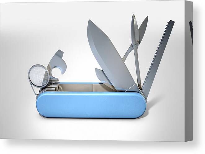 Knife Canvas Print featuring the digital art Multipurpose Penknife by Allan Swart