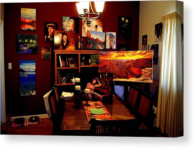 Home Gallery Canvas Print featuring the photograph My Artwork at Home by Alan Conder