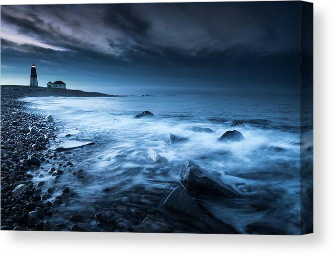 Lighthouse Canvas Print featuring the photograph Point Judith Lighthouse - My Hope by Kim Carpentier