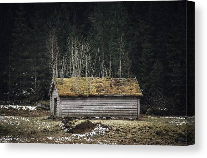 Norwegian Canvas Print featuring the photograph Mysterious place by Aldona Pivoriene