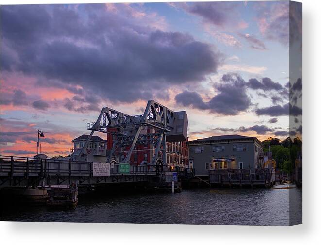 Mystic Canvas Print featuring the photograph Mystic Bridge Sunset 2016 by Kirkodd Photography Of New England