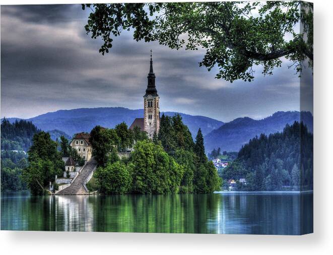 Lake Bled Canvas Print featuring the photograph Mystical Lake Bled by Don Wolf