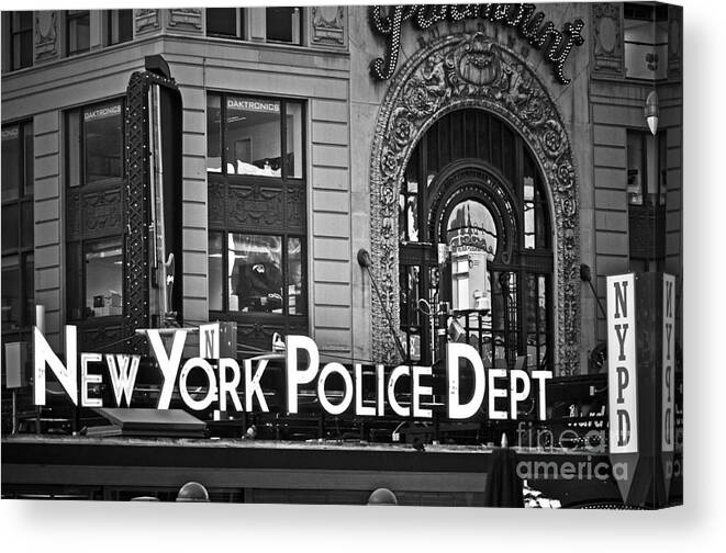 Nypd Canvas Print featuring the photograph N Y P D by Gwyn Newcombe