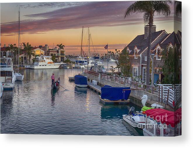 Naples Canals Canvas Print featuring the photograph Naples Canal Gondoleer by David Zanzinger