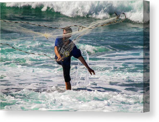 Net Fishing Canvas Print featuring the photograph Net Fishing by Roger Mullenhour
