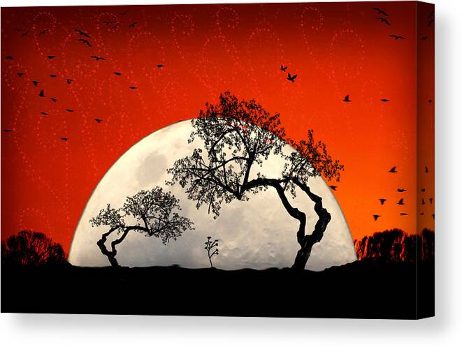 Moon Canvas Print featuring the digital art New Growth New Hope by Holly Kempe