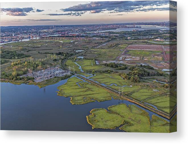 Aerial View Canvas Print featuring the photograph Staten Island NY Aerial View by Susan Candelario