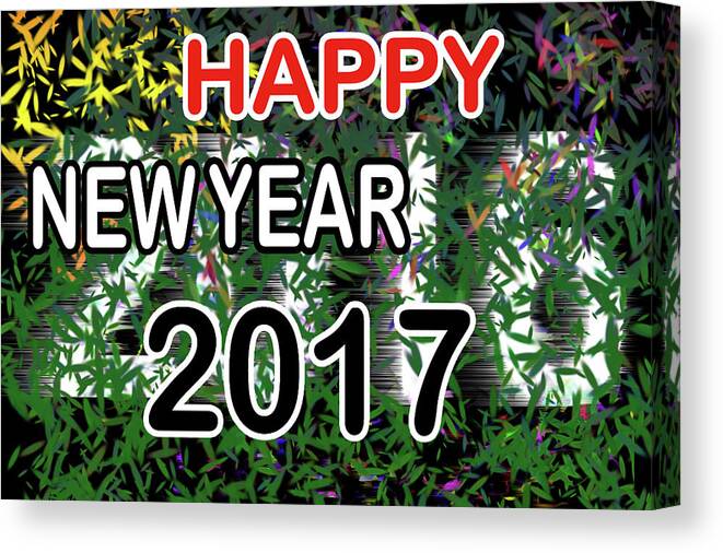 Happy Canvas Print featuring the digital art New Year by Dani Awaludin