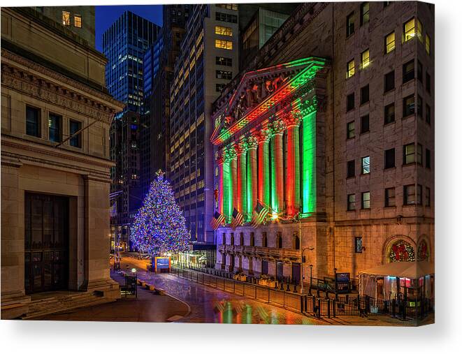 Wall Street Canvas Print featuring the photograph New York City Stock Exchange Wall Street NYSE by Susan Candelario